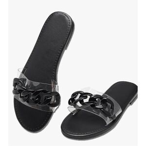 Powerpurlife Ladies chain style slides.‎ Black. Size 11.5 (42)